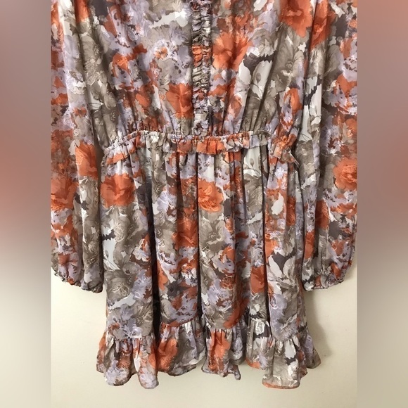 ANTHROPOLOGIE Current Air Womens Picot Stitch Ruffles Floral Mini Dress Size S - Picture 7 of 16
